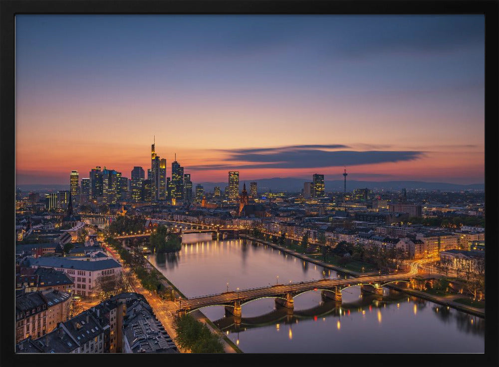 Skyline de Francfort au coucher du soleil | Posters - Affiche Artistique