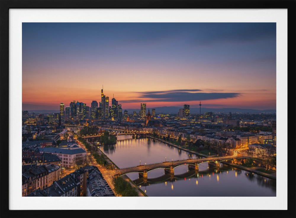 Skyline de Francfort au coucher du soleil | Posters - Affiche Artistique