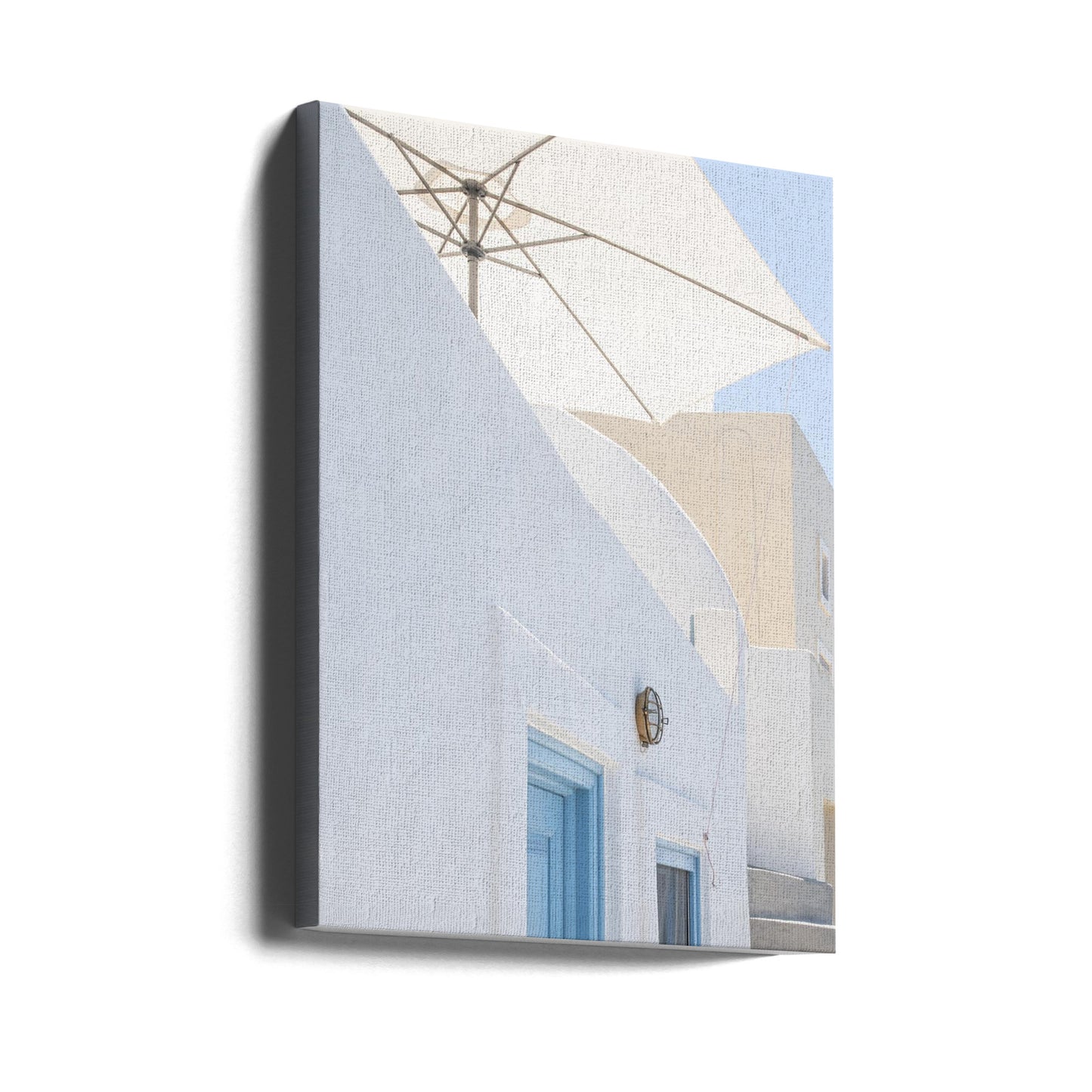tenda parasole e porte blu | Stampe su Tela