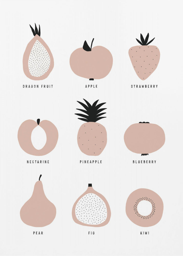 Grille de fruits minimaliste | Affiches