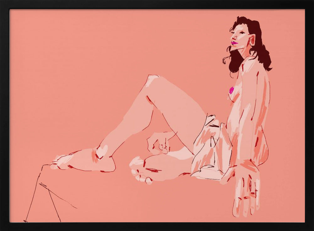 Flicka Sitter Rosa | Poster