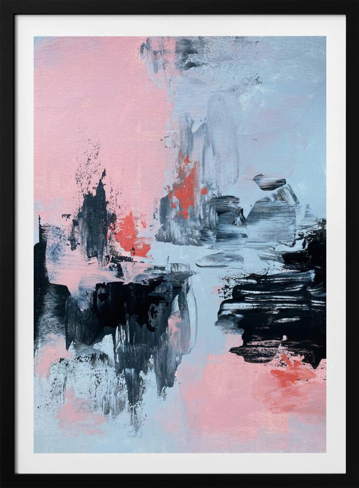 Pink and Grey Abstract 2 | Poster
