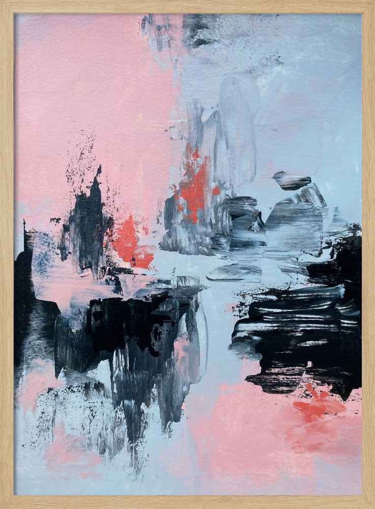 Pink and Grey Abstract 2 | Poster