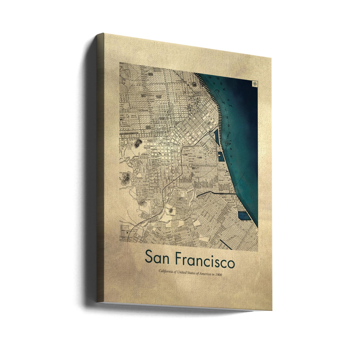 Mappa retrò di San Francisco | Stampe su Tela