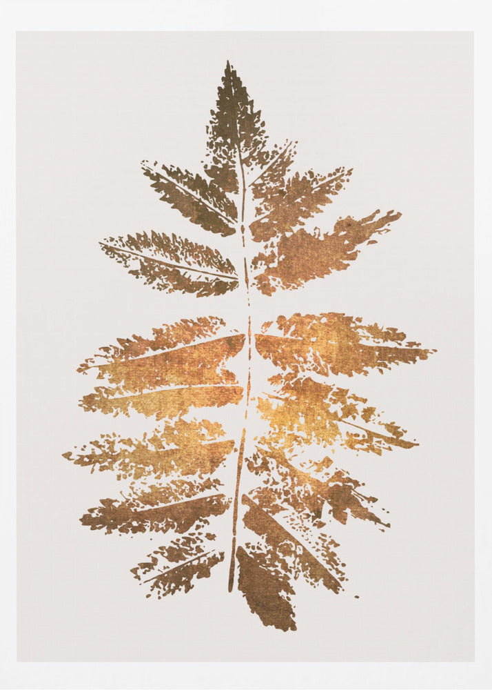 Affiche imprimée feuille de chêne dorée