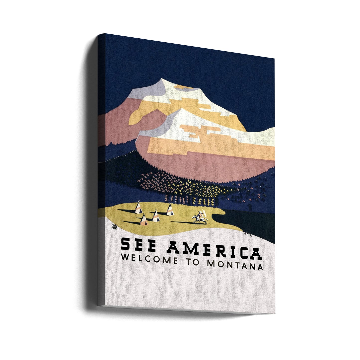 Näe Amerikka. Tervetuloa Montanaan (1936) Matka Julisteet - Taidevedokset Richard Hallsin kirjoittama | Canvastaulut