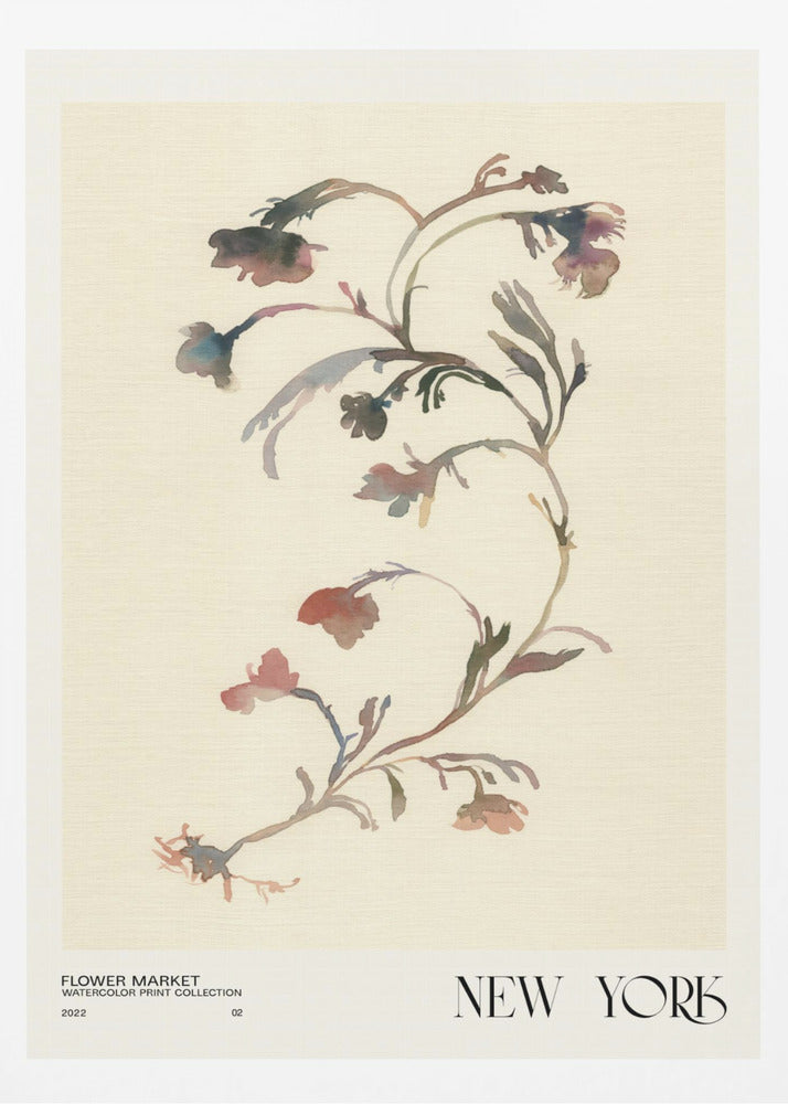 Watercolor print collection. Flower market - New York | Poster