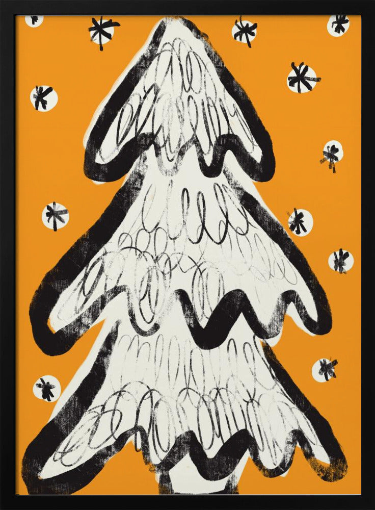 Christmas Tree And Snow Yellow | Poster