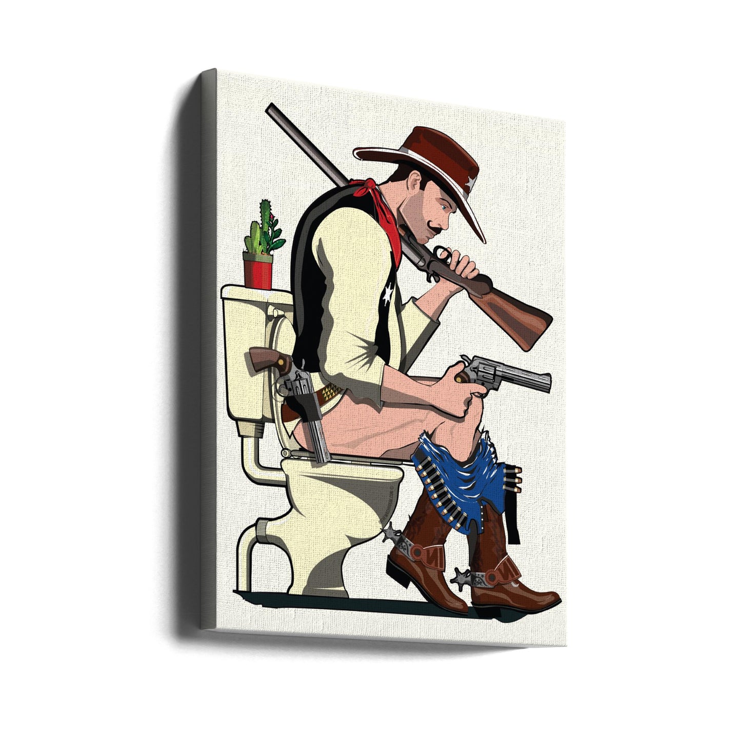 Cowboy auf der Toilette | Leinwand-Bilder