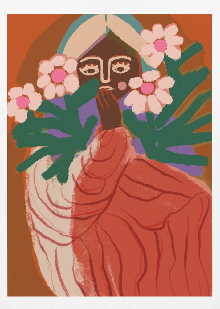 Timide demoiselle aux fleurs | Affiche