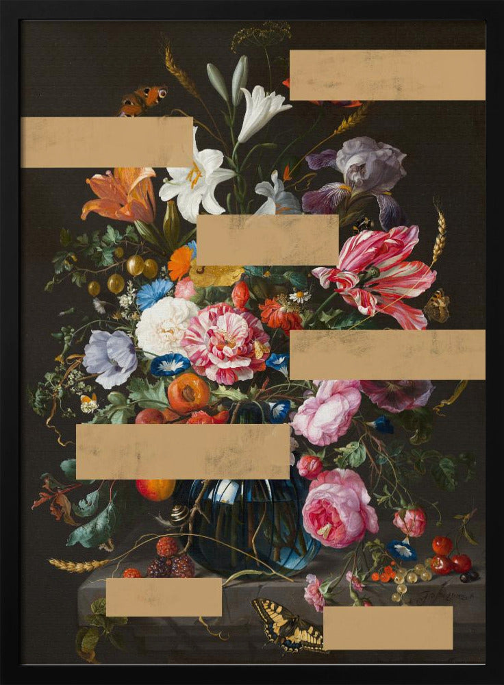 Bouquet of Vintage Oil Painting Flowers, Modern Collage | Poster