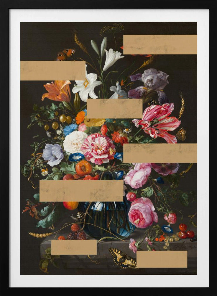 Bouquet of Vintage Oil Painting Flowers, Modern Collage | Poster