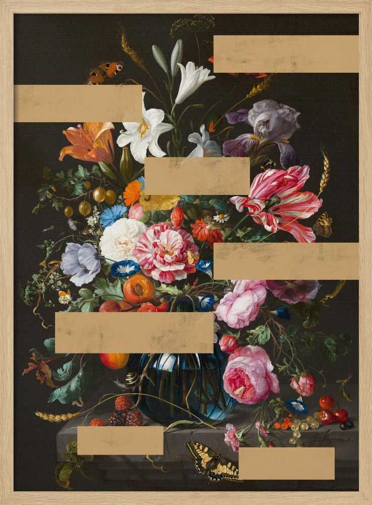 Bouquet of Vintage Oil Painting Flowers, Modern Collage | Poster