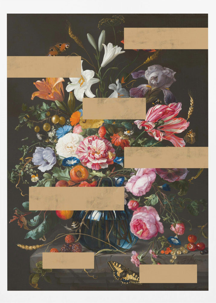 Bouquet de fleurs inspiré des peintures à l'huile vintage, collage moderne | Affiches