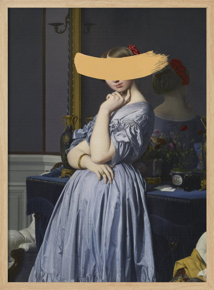 Klassisk oljemålning och gul stänk | Poster