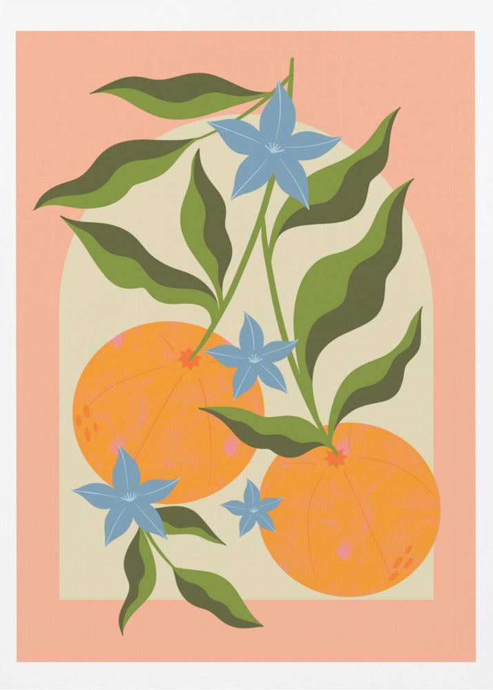 Orange Branch with Flowers | Poster