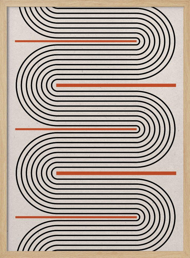 Lignes rouges, beiges et noires contemporaines | Posters - Affiche Artistique