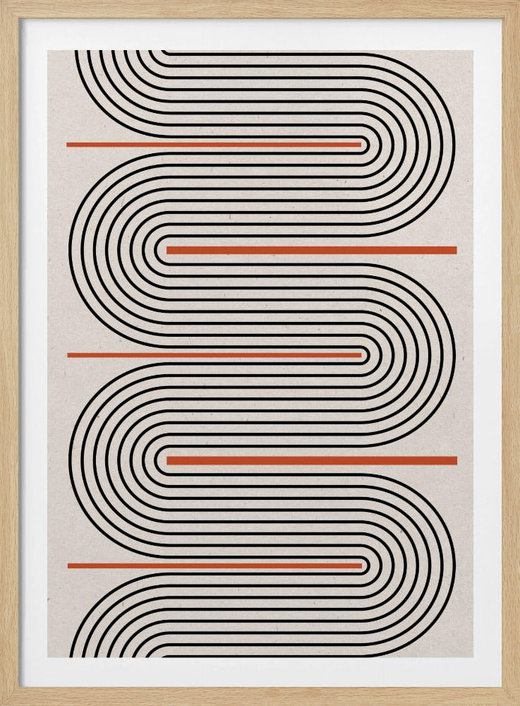 Lignes rouges, beiges et noires contemporaines | Posters - Affiche Artistique