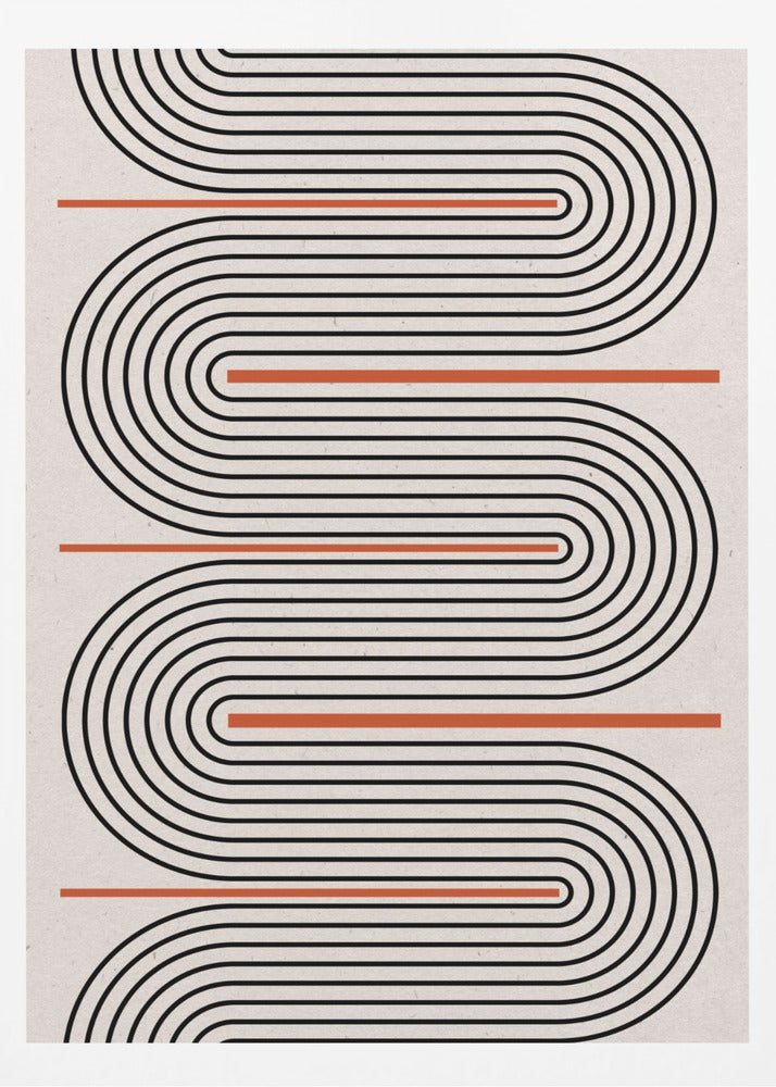 Lignes rouges, beiges et noires contemporaines | Posters - Affiche Artistique