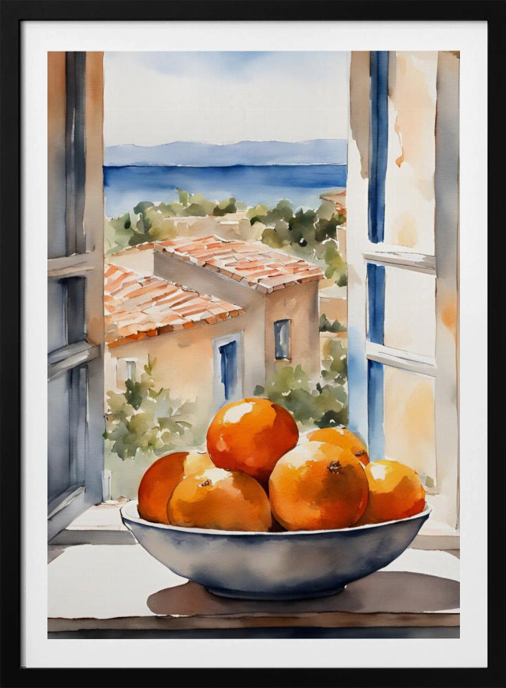 Orangenschale im Fenster | Affisch