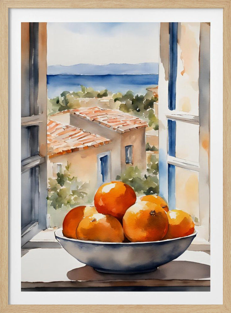 Orangenschale im Fenster | Affisch