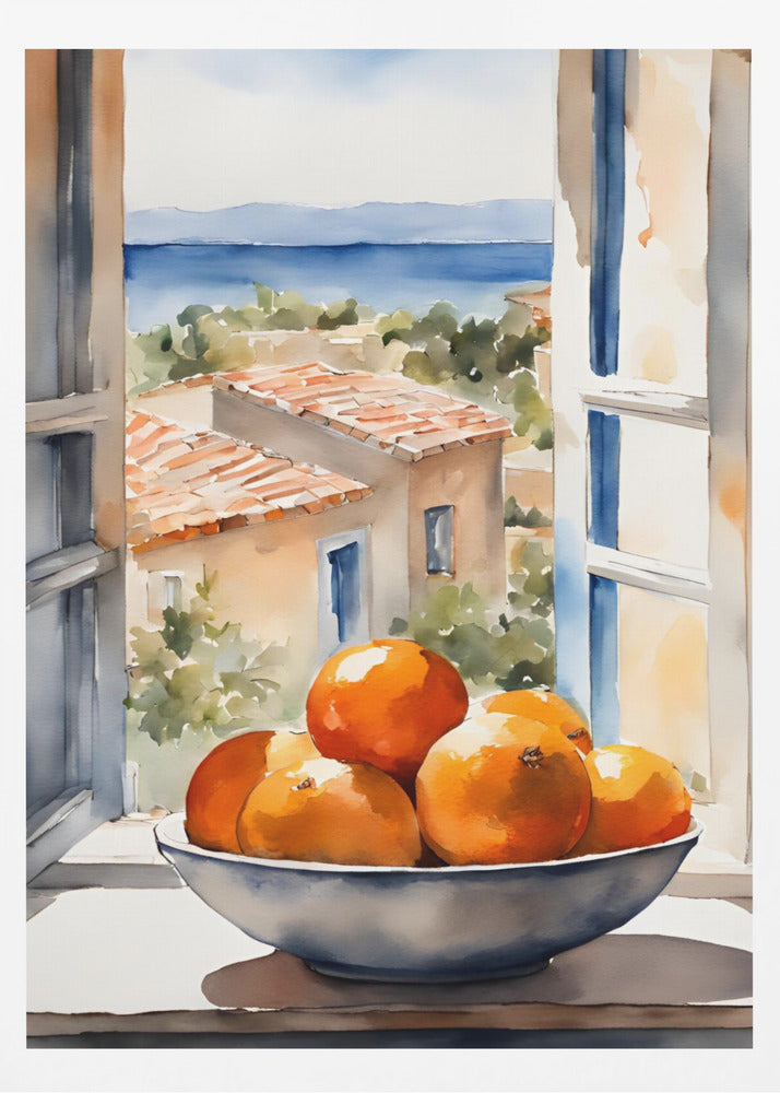 Orangenschale im Fenster | Affisch