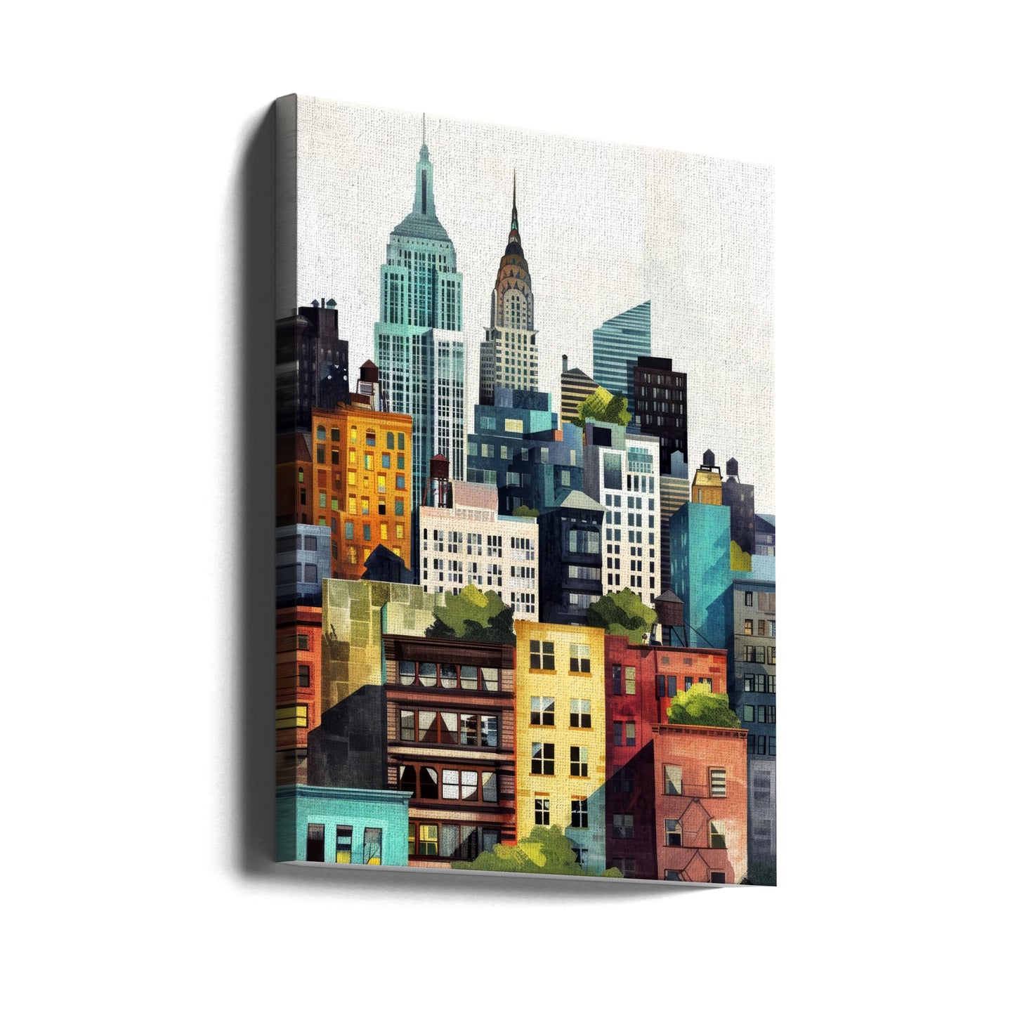 Pintura digital en acuarela de la ciudad de Nueva York (2) | Impresiones en Lienzo