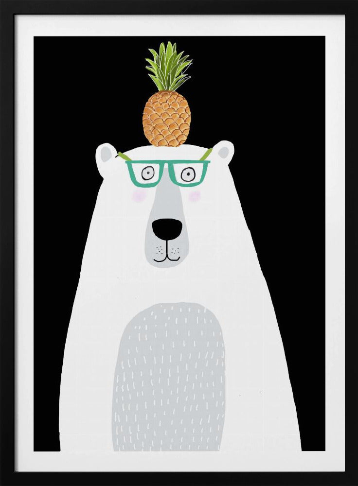Funny White Polar Bear Wearing Glasses with Pineapple | Poster