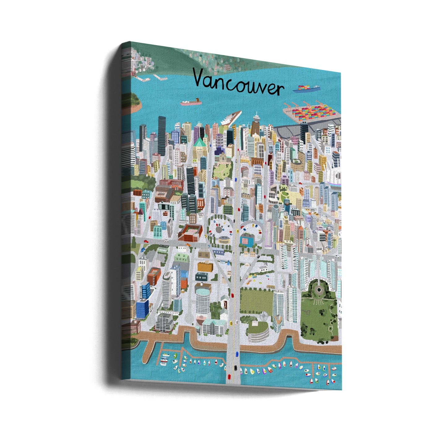 Vista sulla città di Vancouver dell'artista Carla Daly | Stampe su Tela