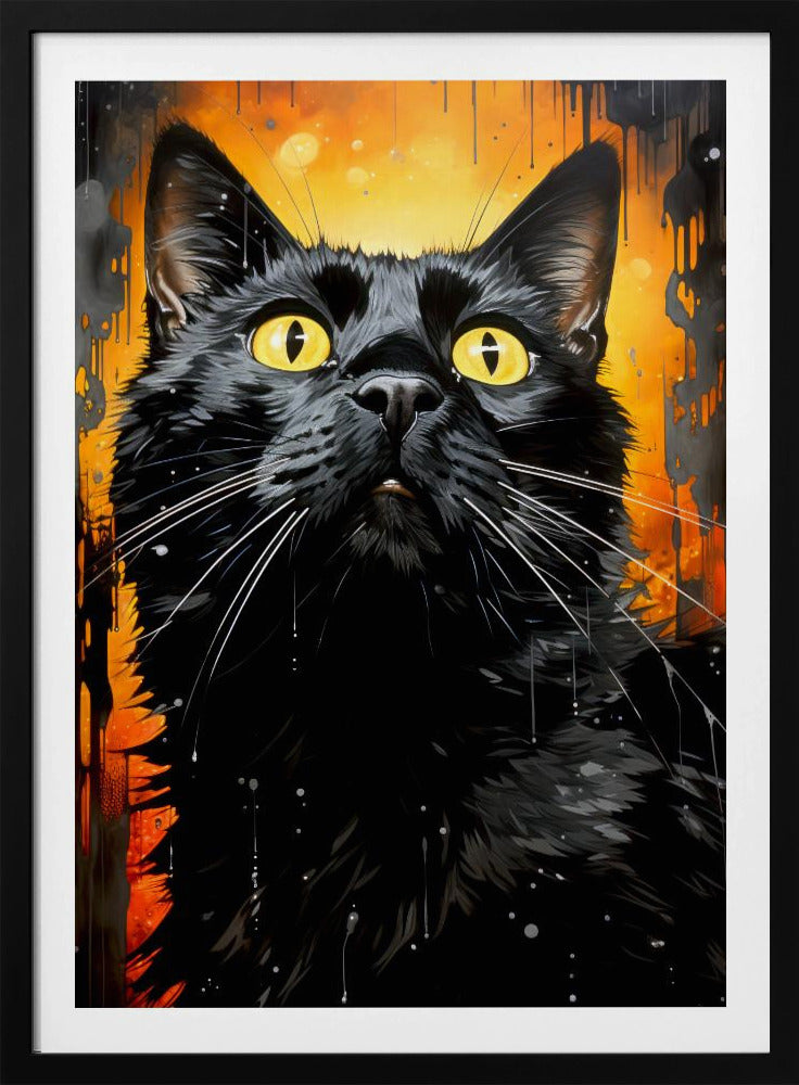 Black Cat Adam Watercolor Animal Art | Poster