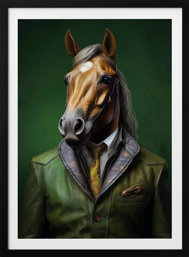 Elegant Green Horse Animal Art | Poster