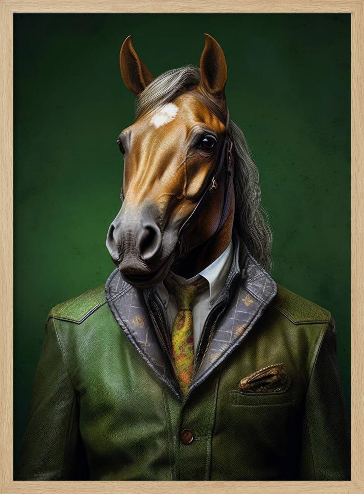 Elegant Green Horse Animal Art | Poster