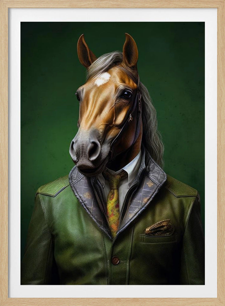 Elegant Green Horse Animal Art | Poster