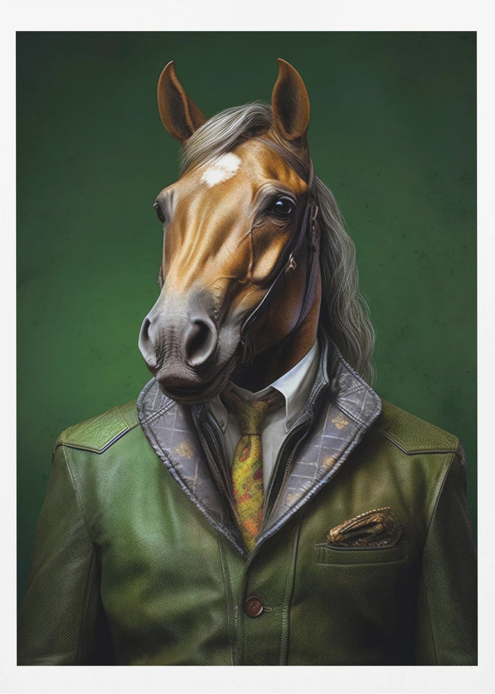 Elegant Green Horse Animal Art | Poster