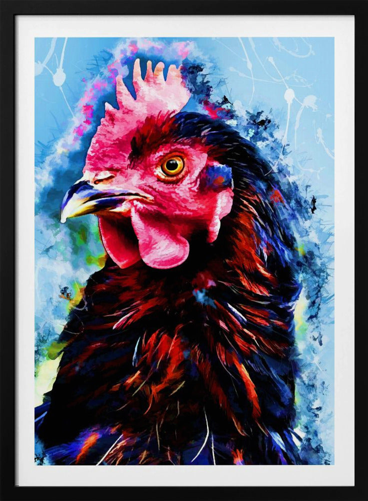 Tier Hahn Aquarell Tierkunst | Poster