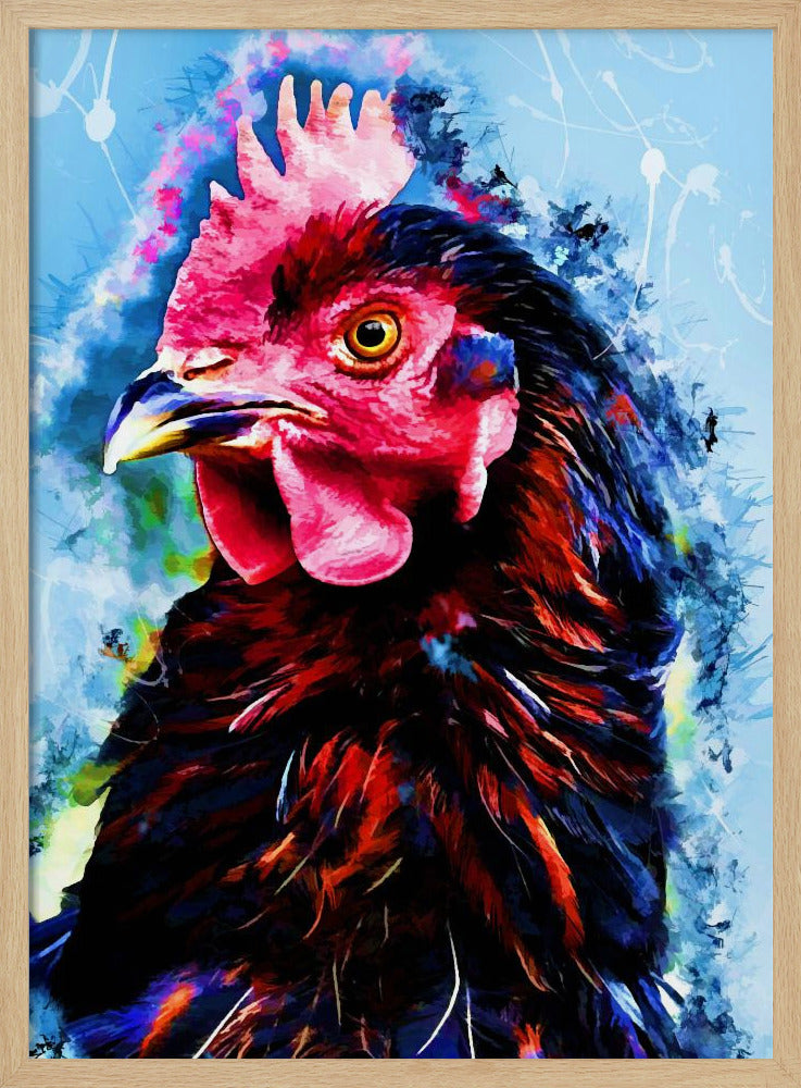 Tier Hahn Aquarell Tierkunst | Poster