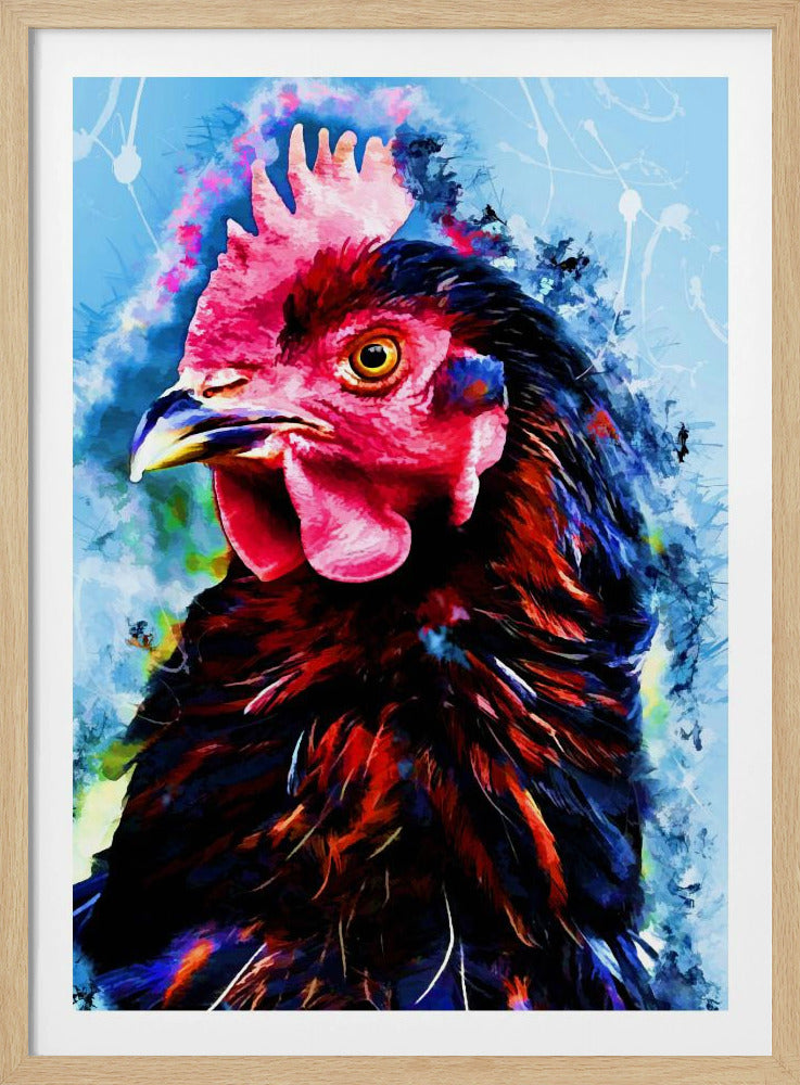 Tier Hahn Aquarell Tierkunst | Poster