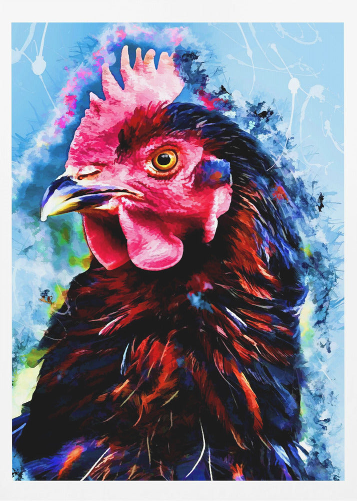 Tier Hahn Aquarell Tierkunst | Poster