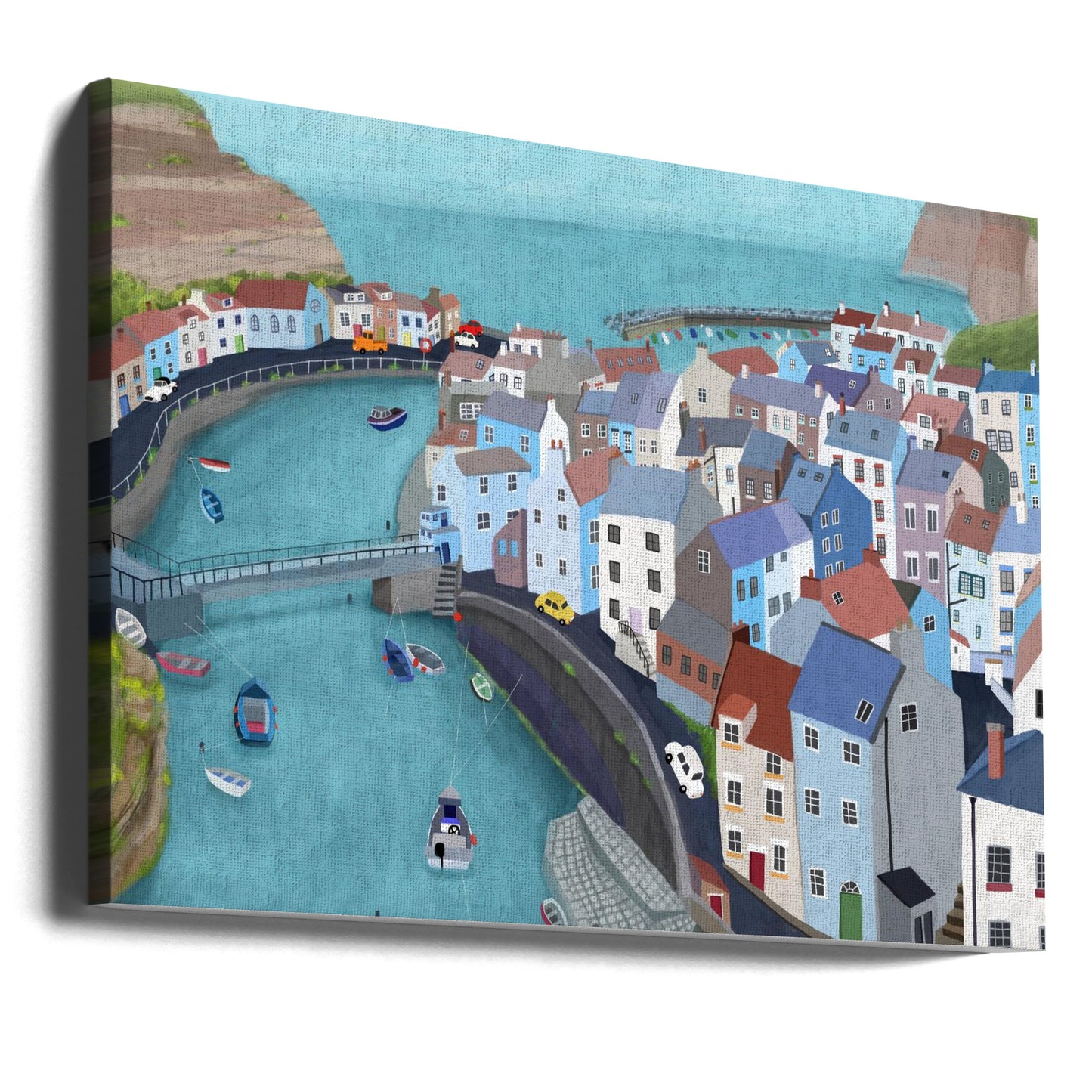Vista aérea de Staithes, Reino Unido por la artista Carla Daly | Impresiones en Lienzo