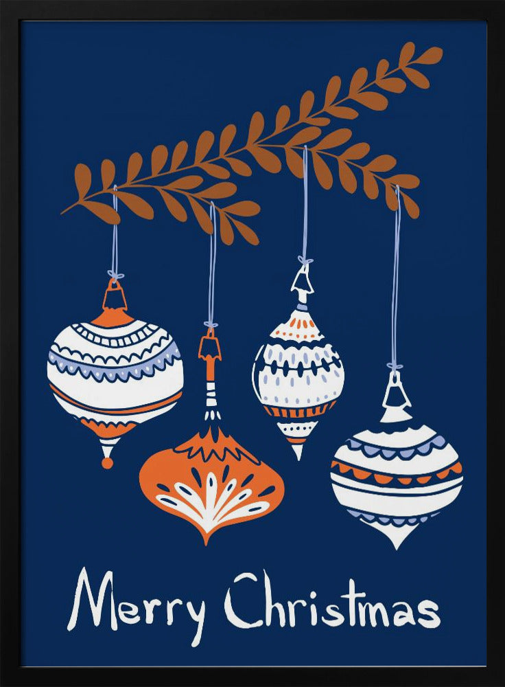 Fröhliche kleine Weihnachtskugeln blau | Poster