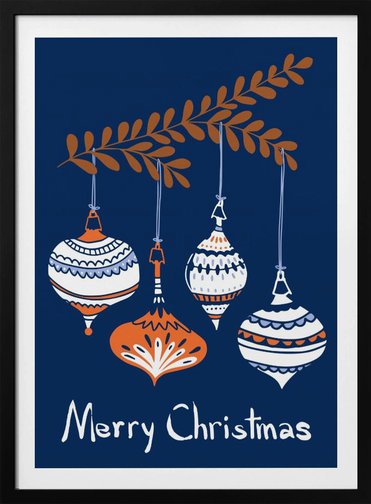 Fröhliche kleine Weihnachtskugeln blau | Poster