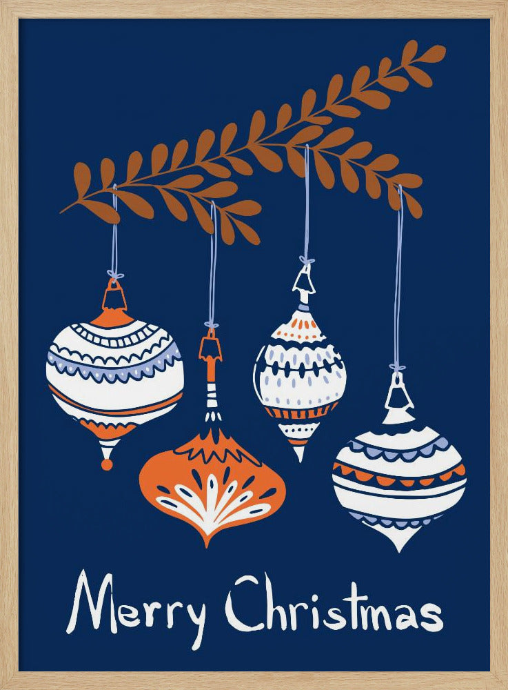 Fröhliche kleine Weihnachtskugeln blau | Poster