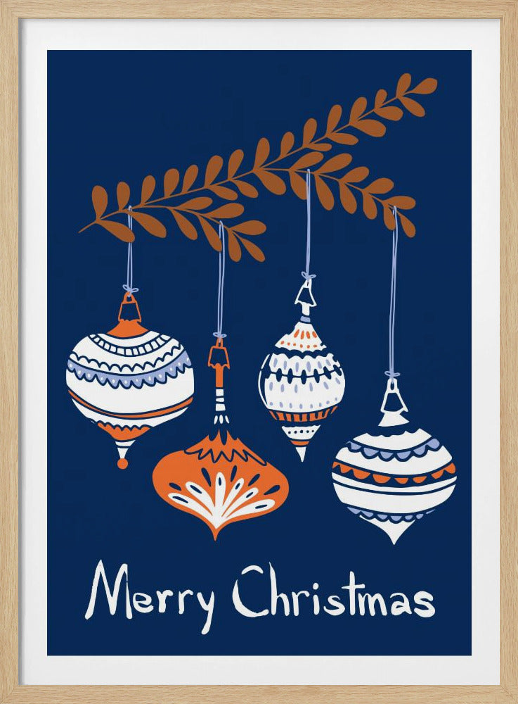 Fröhliche kleine Weihnachtskugeln blau | Poster