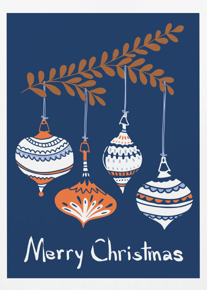 Petites boules de Noël bleues et joyeuses | Affiches