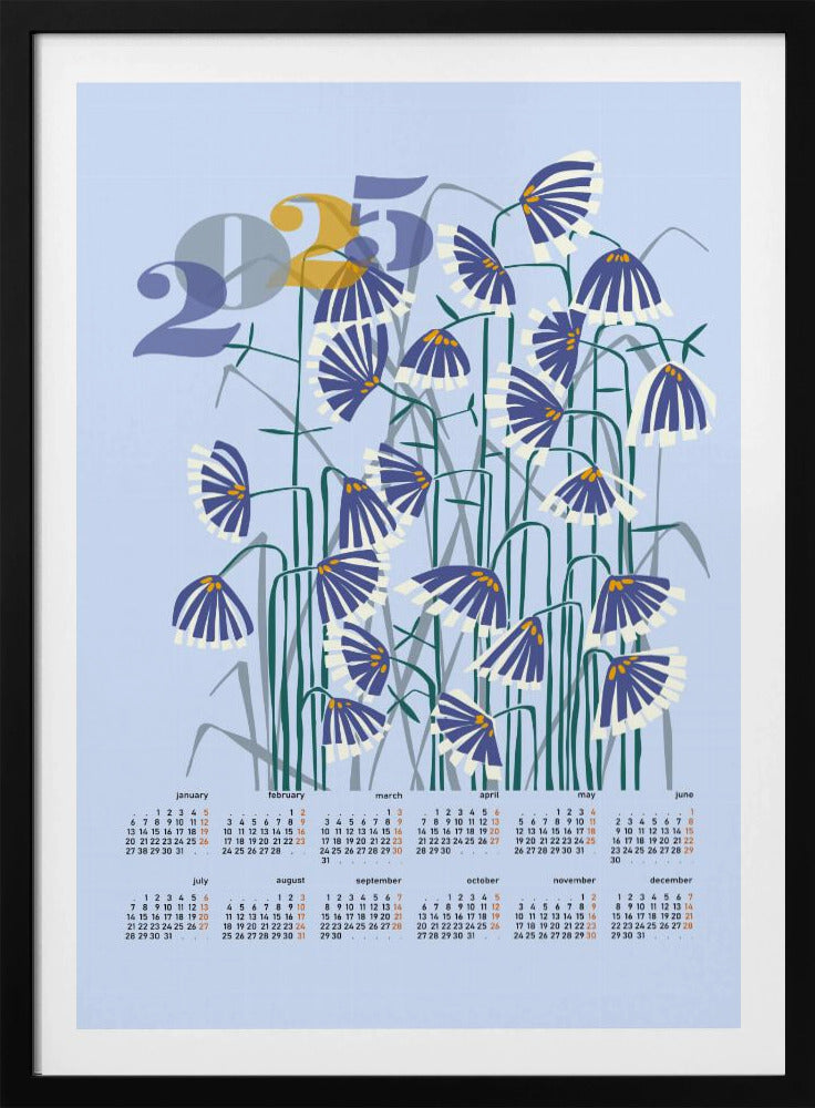 Kalender 2025 Linolschnitt Blumen Licht | Poster