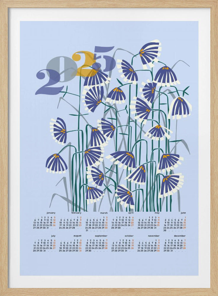 Kalender 2025 Linolschnitt Blumen Licht | Poster