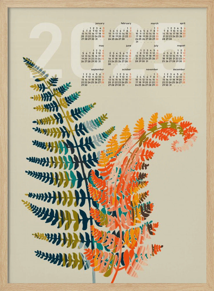 Kalender 2025 Bunte Farnblätter | Poster