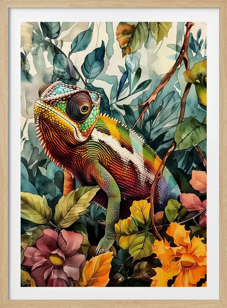 Chameleon watercolor animal art 1 | Poster
