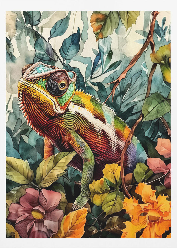 Chameleon watercolor animal art 1 | Poster
