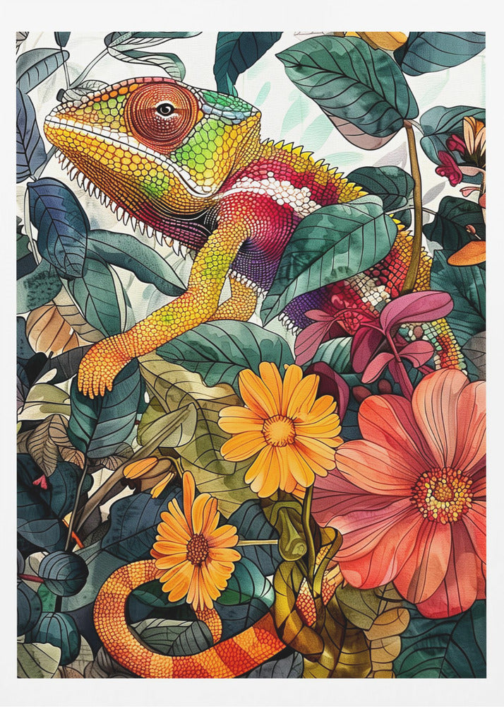 Chameleon watercolor animal art 2 | Poster